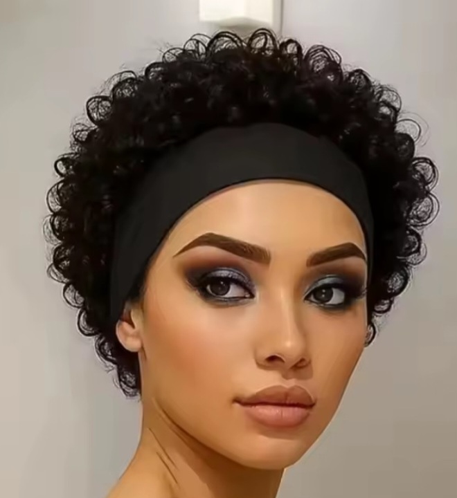 Short curly band wig